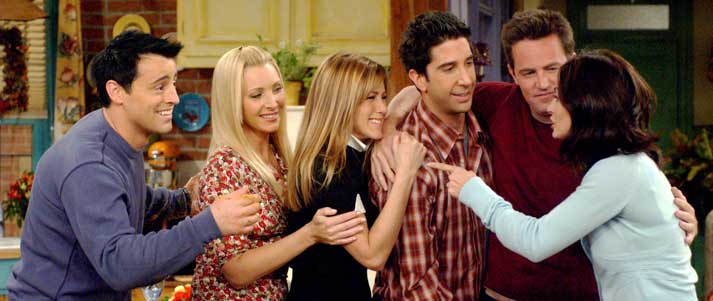 friends characters hugging